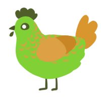 A grass and orange chicken with a half-lace pattern
