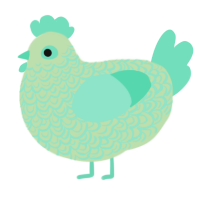 A gluppy and mint chicken with a double-lace pattern