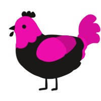 A sable and fuchsia chicken with a head pattern