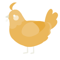 A honey chicken with a head pattern