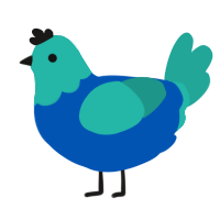 A ultramarine and turquoise chicken with a head pattern