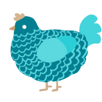 A sea and aqua chicken with a lace pattern