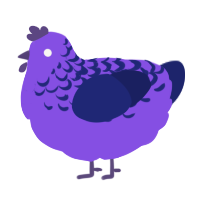 A blurple and navy chicken with a half-lace pattern