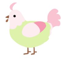 A apple and rose chicken with a head pattern