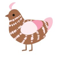 A brown and rose chicken with a bar pattern