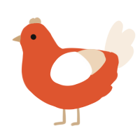 A vermilion and cream chicken
