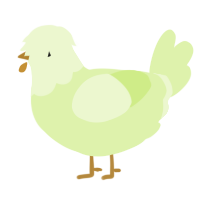 A apple chicken with a head pattern