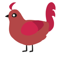A red and crimson chicken