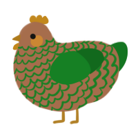 A brown and leaf chicken with a lace pattern