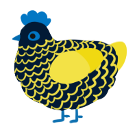 A tumblr and yellow chicken with a lace pattern