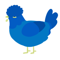 A sapphire and ultramarine chicken with a head pattern