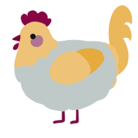 A silver and honey chicken with a head pattern