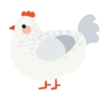 A white and mist chicken with a half-lace pattern