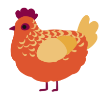 A vermilion and honey chicken with a half-lace pattern