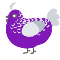 A violet and mist chicken with a half-lace pattern