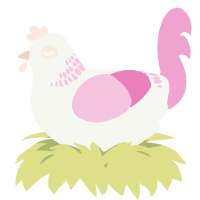 A white and pink chicken with a neck-band pattern