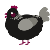 A sable and ash chicken with a neck-speckle pattern