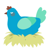 A cerulean and mint chicken