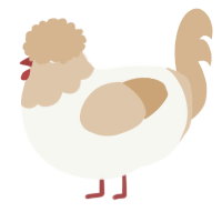 A white and beige chicken with a head pattern