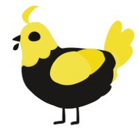 A sable and yellow chicken with a head pattern
