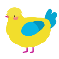 A yellow and cerulean chicken