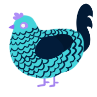 A aqua and tumblr chicken with a lace pattern