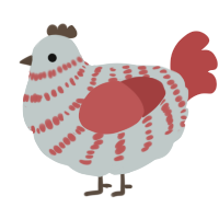 A silver and red chicken with a bar pattern