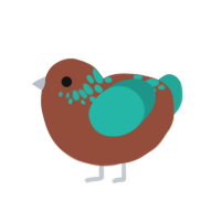 Squidbob, a russet and turquoise chicken with a neck-speckle pattern