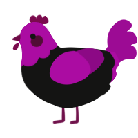 A black and plum chicken with a head pattern