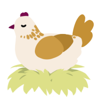 A cream and gold chicken with a neck-speckle pattern