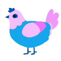 A sky and lavender chicken with a head pattern