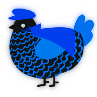 A sable and sapphire chicken with a lace pattern