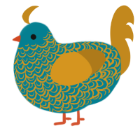 A sea and ochre chicken with a double-lace pattern