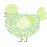 A gluppy and apple chicken with a double-lace pattern