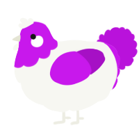 A white and amethyst chicken with a head pattern