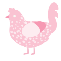 A rose chicken with a speckle pattern