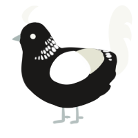 A sable and white chicken with a neck-band pattern