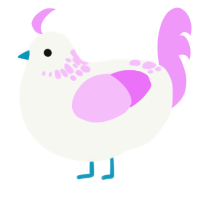 花瓣, a white and lavender chicken with a neck-speckle pattern