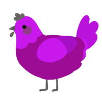 A plum and amethyst chicken with a head pattern