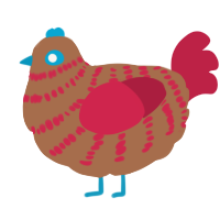 A brown and crimson chicken with a bar pattern