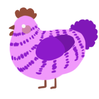 A lavender and violet chicken with a bar pattern
