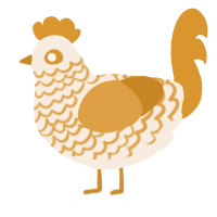 A cream and orange chicken with a lace pattern