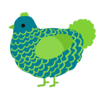 A sea and grass chicken with a lace pattern