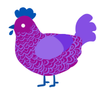 A plum and blurple chicken with a double-lace pattern