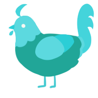 A turquoise and aqua chicken with a head pattern
