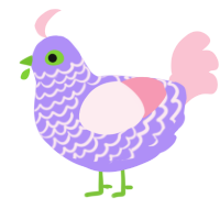 A lilac and rose chicken with a lace pattern