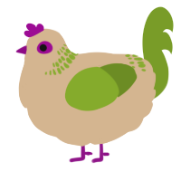 A beige and chartreuse chicken with a neck-band pattern