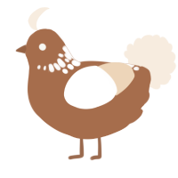 A brown and cream chicken with a neck-speckle pattern