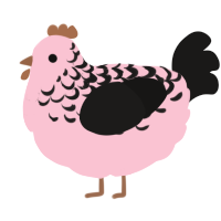 A rose and sable chicken with a half-lace pattern