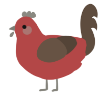 Realm, a red and bark chicken